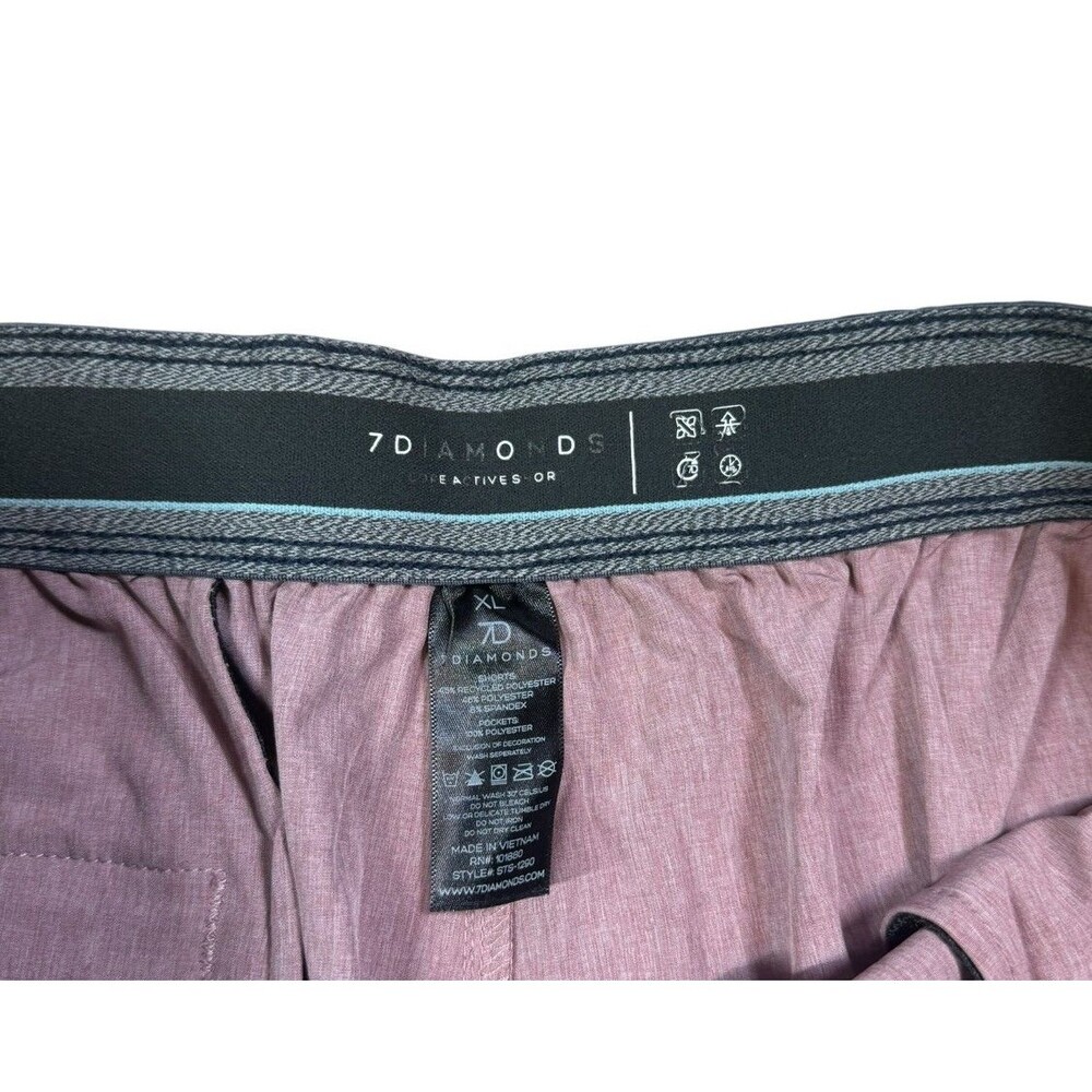 7 Diamonds Core Active Shorts Mens Size XL Pink Athleisure Drawstrings 8" Trunks - Picture 2 of 9